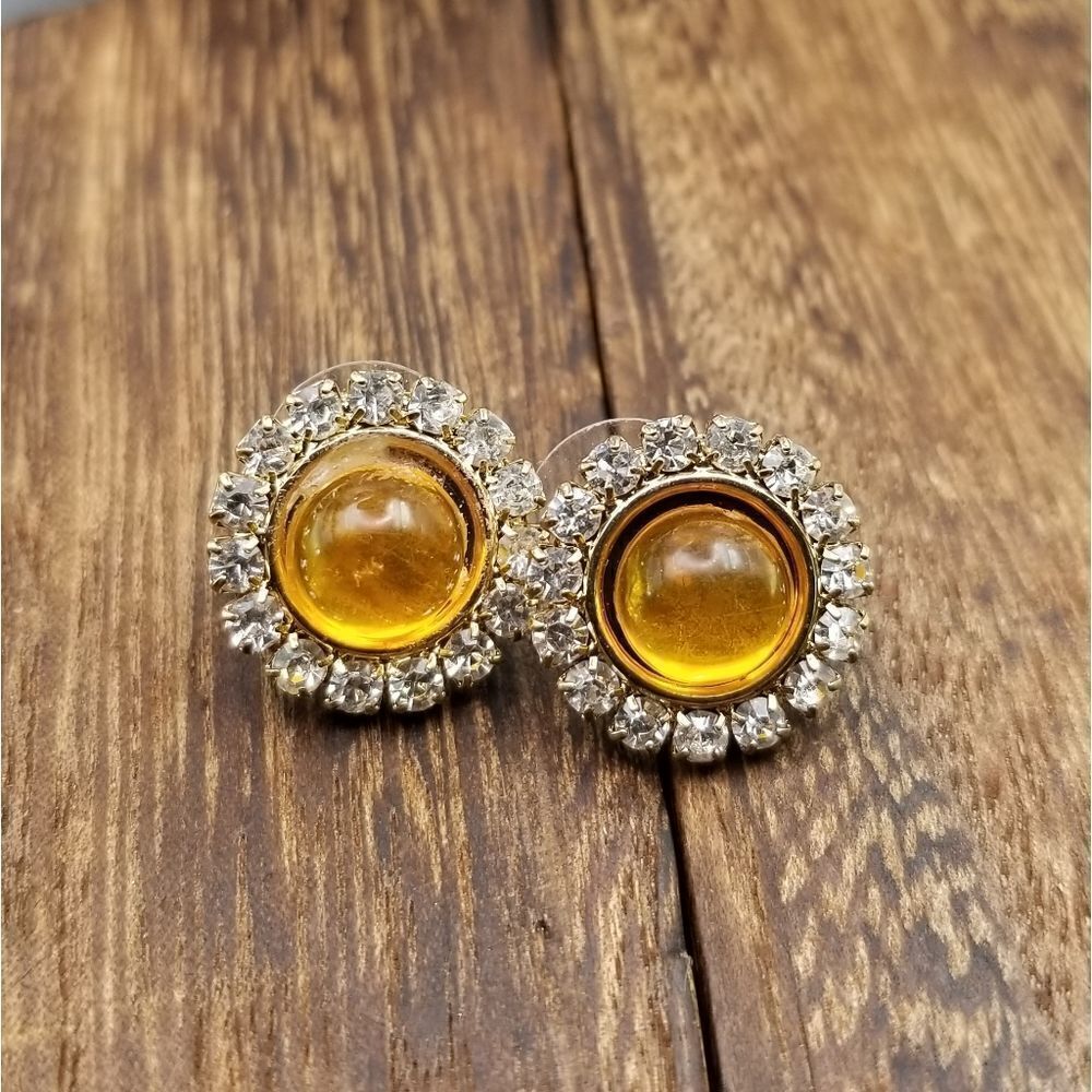 Amber lantern orb earrings E262